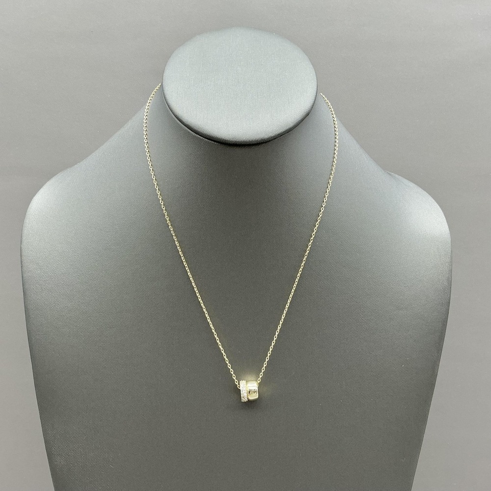 Pavoi Necklace Gold Tone Round Barrel Pendant Rhinestone Chain Womens Jewelry